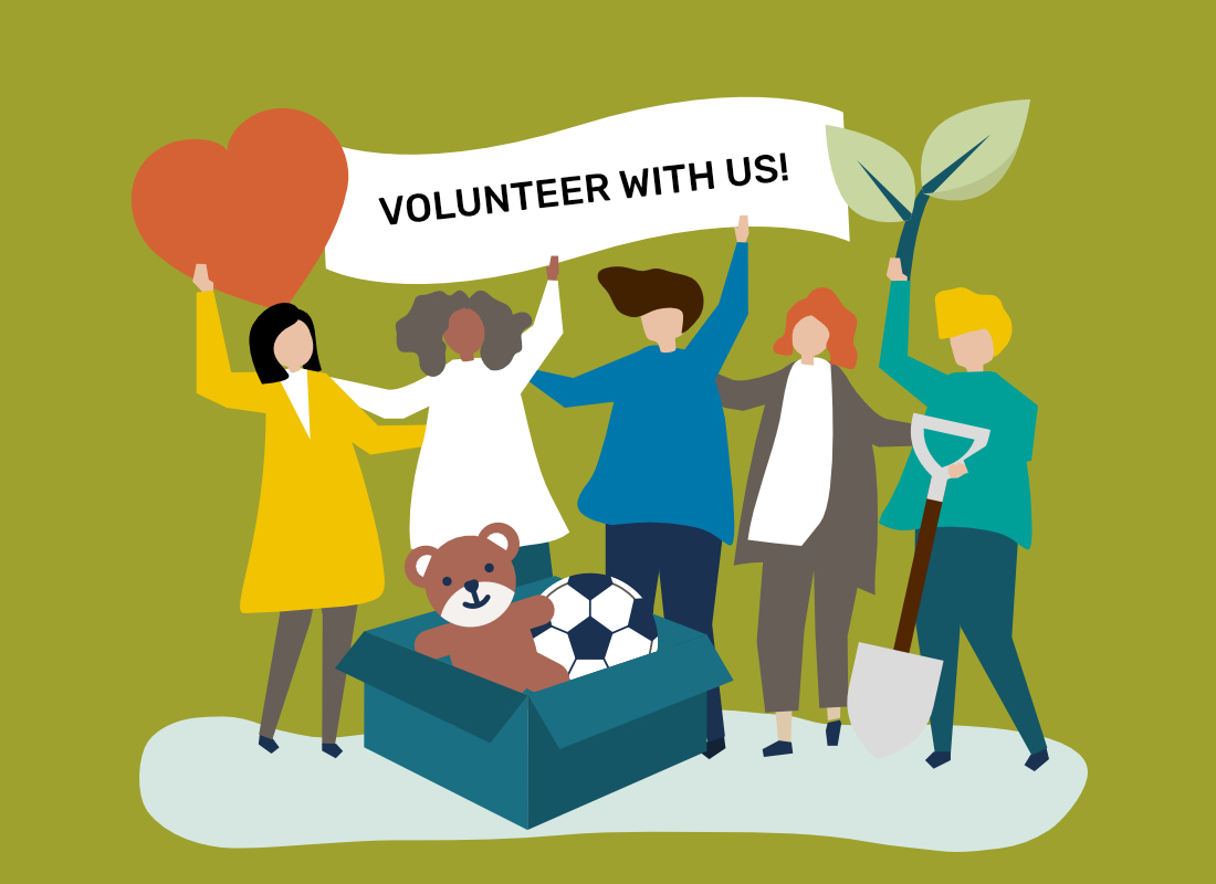 cartoon figures promoting volunteering